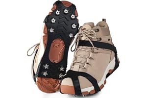 CEESTYLE Steigeisen Schuhspikes mit 11 Edelstahl Zähne Noppen, Ice Klampen, Eisspikes, Schuhkralle, Grödel, Spikes, Schneekette für Den Stiefel in 3 Größen,Schnee für Wandern Bergschuhe Stiefel
