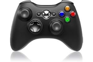 SWCTIM Wireless Controller for Xbox 360, 2.4GHZ Game Joystick Controller Gamepad for Xbox 360 & Slim Console and PC Windows 7/8/10,No Audio Jack,Black