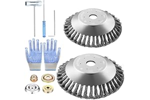 JEONDFG Cepillo desbrozadora de 2 Piezas, 25,4 mm, 2025 Dientes de Alambre, Universal, 6 Pulgadas + 10 Pulgadas, Cepillo de malezas para Cortador de malezas, Cepillo de Alambre para Cortador de Cepillo