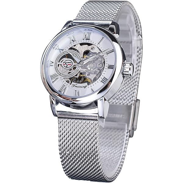 RORIOS Vrouwen Horloges Automatisch Zelfopwindend Horloge Met Lederen Band Tourbillon Mechanische Horloge Mode Lichtgevende Horloge Voor Dames Meisjes, zilver, Mechanisch, Self-winding