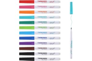 TWOHANDS Whiteboard Markers Dry Wipe Pennor Ultra fin spets, 0.7mm, Låg lukt, Extra fin punkt, 11 blandade färger, Dry Erase Markers för kontor eller planering Whiteboard, 12 räkningar, 20581