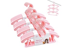 Anstore Grucce per bambini, Grucce Antiscivolo Bambino Plastica, Appendini impilabili, per risparmiare spazio per unisex bambino Set di 20, rosa