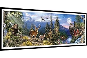 AOAOBIGS Large 5D Diamond Painting Kits for Adults Beginners Fantasy Forest Full Drill Diamond Art Square Dots Diamond DIY Kits Pictures for Home Office Wall Decor (32"*12") (Forest)