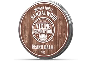 Viking Revolution - Beard Balm - Natural Beard Balm For Men With Argan & Jojoba Oils- Styles, Strengthens & Softens - Beard Wax - Gifts For Men - Sandalwood - 57 g