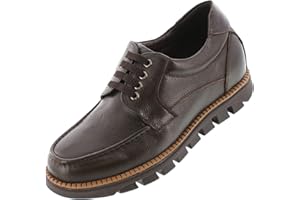 CALTO - G63811-3 Inches Taller - Height Increasing Elevator Shoes - Dark Brown Lace-up Casual Shoes