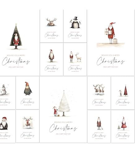 Logbuch-Verlag 10 Tarjetas De Navidad Verde Y Gris - Otivo De árbol - Con Sobres Blancos