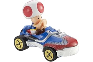 Hot Wheels- Mario Kart Personaggio Toad Veicolo in Metallo in Scala 1:64, Macchinina Giocattolo per Bambini 3 + Anni, GBG30