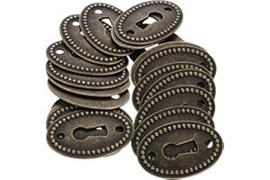 Angoily Antique Brass Decorative Keyhole Cover Oval Alloy Keyhole Escutcheon Cover for Dresser Drawer Cabinet 20pcs