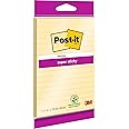 Post-it Super Sticky Large Notes, Double the Sticking Power, Lined, 1 Pad, 45 Sheets, 102 mm x 152 mm, Canary Yellow - Self-Sticking Notes for Walls, Monitors and Fridge