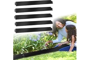 Vigevee Rasenkante verzinkt Metall, 5m 10m 15m 20m 25m 30m 35m 40m 45m 50m 100x15cm oder 100x18cm Beeteinfassung Mähkante Palisade Gartenbeet, Schwarz (Länge 10m - Höhe 18cm)