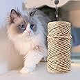 RstEDame Sisal Rope, 1 Roll Cat Scratching Post Trees Tower Replacement Rope Hemp Ropes 20m/65ft for Recovering DIY Cat Scratcher Decorative Vase Handrails Gardening Applications