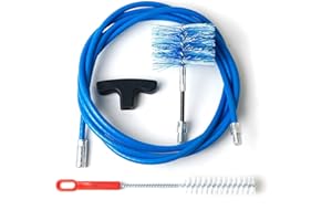 BARETTO Kit Pulizia Stufa a Pellet, Prolunga di 3 Metri per la Pulizia dei Tubi della Canna Fumaria con Curvatura a 90°, Scovolino multiuso, Manico e 1 Scovolo Flex in Nylon da 80 mm (3 M)