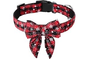 Kesote Collare Cane Gatto Natale Collare Regolabile con Papillon Staccabile per Cani Gatti di Taglia Grande - L