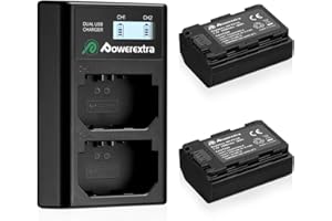 Powerextra 2 Stück Ersatzakku für Sony NP-FZ100 und LCD Dual Ladegerät passend zu Sony Alpha 9, Alpha 7RM3, Alpha 7M3