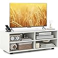 COSTWAY TV Stand Cabinet for TVs up to 40"/55", Wooden Media Entertainment Center with Storage Cubes and Adjustable Shelves, TV Unit Console Table for Living Room Bedroom (White, 4 Cubes)