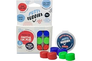 Putty Buddies Floating Soft Silicone Earplugs Blue, Red & Green 3 Pair Pack