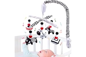 teytoy Black & White Mobile Baby Cot, Montessori Infant Mobile for Cot with Timing Function-High Contrast Musical Hanging Mobile Crib Toys, Baby Crib Toys for Newborn Boys & Girls