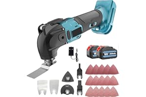 ANUPTTA Strumento multifunzione a batteria, ricambio per Makita con batteria da 2 x 5500 mAh e caricatore DC18RC, 22 pezzi, velocità variabile e angolo di oscillazione di 4° con motore a spazzola oscillante