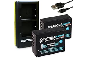 PATONA Cargador Doble con 2X Platinum Batería NP-W126S Compatible con Fujifilm FinePix HS30EXR, HS33EXR, HS50EXR, X-T20, X-H1