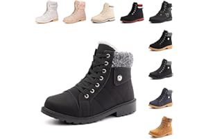 Hitmars Botte Femme Hiver Bottines Fourrées Bottes de Neige Courte Chaussure Chaude Basses Winter Boots Femme Antidérapante Confort Noir Brun Gris EU 36-43