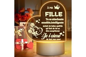Winzwon Cadeau Anniversaire Fille,Cadeaux Fille,Cadeaux D'anniversaire Pour Ma Filles de Maman Papa,Veilleuse en Acrylique Gravée,Meilleurs Cadeaux pour Fille 12 18 20 30 Ans,Cadeau noel Fille