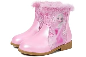 New front Bambina Stivali da Cerniera Caldo Stivali Corti Carino Stivali da Neve per Bambine e Ragazze Frozen Elsa Scarpe di Cotone con Paillettes
