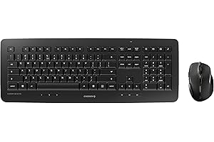 CHERRY DW 5100, Set di Tastiera e Mouse Senza Fili, Layout per l'Unione Europea, (QWERTY), 2,4 GHz, Plug & Play, Mouse Ergonomico per Destrimani, Batterie, Nero