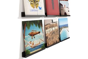 Lifewit svävande hyllor för vinylskivor, 6-pack 12" vägghylla i Svart akryl rumsdekoration för bok/foto/bild/makeup-display i