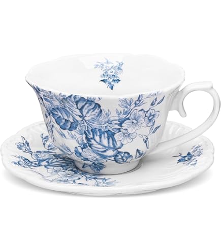 Wempe & Wempe | Royal Garden 'English style' koffiekop en schotel met lila/gele bloemetjes. kopje is hoog 6 cm, 6,8 cm