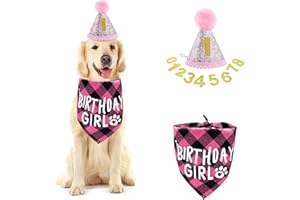 HCOVIV chapeaux d'anniversaire pour chien et garçon, fournitures de fête d'anniversaire pour animal domestique avec 8 chiffres pailletés pour chiens de petite, moyenne et grande taille