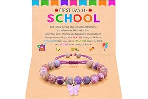 BelleVive Elegante braccialetto con farfalla in pietra naturale, scuola materna, asilo, laurea di quinta e ottava classe, inizio scuola, regali per figlia, nipote, braccialetto per il primo giorno