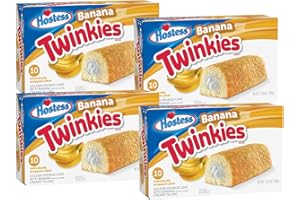 FISHER'S SWEET SHOP 4 x Hostess Hostess Twinkies Banana Box | 4 Packungen Twinkies Banane a 385g | Pro Packung 10 Küchlein | Vorteilspack