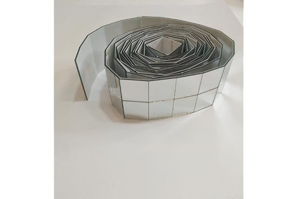250 st 2 cm glasspegel rullplattor för hantverk, 3/4 tum mini fyrkantiga glasspegelplattor, självhäftande spegelremsor för vägg (silverspegel, 2,5 meter)