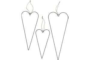 Boltze Dekoanhänger Curo 3-teilig (Herz-Anhänger, Eisen schwarz, Größen 22x50x0,5 cm, 18x40x0,5 cm, 15x30x0,5 cm, Dekoration für Fenster / Wanddekoration) 2003474