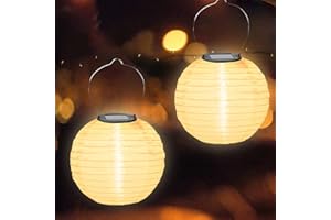 CHENBOOW Farolillos Solares Exterior,2 Piezas Luz Solar Exterior Jardin 30cm,Lampara Solar Exterior,Farolas Solares Exterior Colgantes,Decorativa para Jardin,Acampar,Jardín,Terraza,Porch