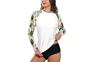 BesserBay Damen Surf Shirt UPF 50+ Rundhals Langarm Sonnenschutz Rash Guard S-XXL