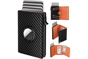 dwnkove AirTag Wallet, Card Holder Mens Wallets Slim, RFID Blocking, Pop up Card Case with Coins Pocket, Minimalist Leather Wallets for Men, 9-14 Card Capacity | ID Window | Cash Slot