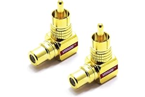 RCA Angolo Retto Adattatore Vitalco 2 Pezzi 90 Gradi Maschio a Femmina Connettore Angolare Audio - Video