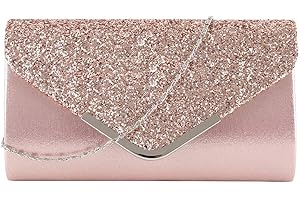 MEGAUK Women's Clutch Glitter Elegant Evening Bag Shiny Handbag Envelope Bag Rhinestone Clutch Bag with Chain for Wedding Prom Party