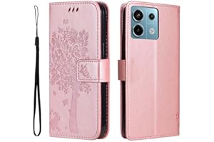 GOKEN Funda para Xiaomi Redmi Note 13 Pro 5G / Poco X6 5G, Leather Folio Carcasa con Billetera, Relieve, Magnética Premium TPU PU Cuero FILP Case Cover con Soporte Tapa Tarjetas, Oro Rosa