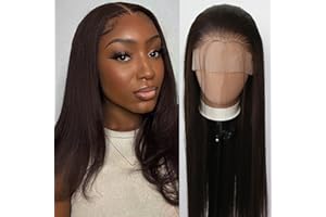 Towarm Dark Brown Wig Long Straight Chocolate Brown Synthetic Lace Front Wigs Pre Plucked Natural Hairline with Baby Hair for Black Women Sorrel Heat Resistant Fiber Hair Cosplay Daily Wear Wig