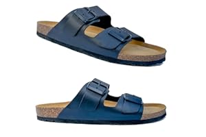 GONKOS®, Sandalias de Piel con Hebillas, Piel Autentica, Corcho Natural, Hebillas ajustables al Pie, Sandalias Hombre/Mujer, Suela antideslizante EVA, Calzado de Calidad Hecho en España