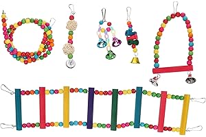 BrilliantDay 6 Pezzi Giocattoli Pappagallo di Uccelli, Giocattoli per Masticare a Pappagallo Colorato Altalena Appesa Giocattoli Gabbia per pappagalli Grandi, Uccelli, Piccoli pappagalli, fringuelli
