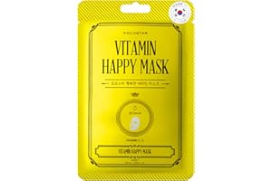 KOCOSTAR Happy Mask I Mascarilla facial coreana con vitaminas y antioxidantes, que revitaliza, ilumina y evita el fotoenvejecimiento. (1 Unidad)