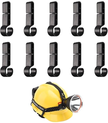 10 Clip Porta-Lampada Per Casco Di Sicurezza – Ganci In Plastica Per Antinfortunistici – Colore Nero
