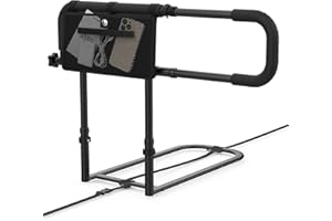 OPAFOBEF Bettgitter für Senioren – Höhenverstellbare Bettstütze mit Aufbewahrungstasche & Sicherheitsgurt, Werkzeugfreie Montage, Rutschfester Griff, Passend für Einzel-, Doppel-, Queen- & King-Size-Betten