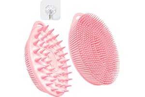 WACURRENTHYD 1PCS Silicone Body Scrubber, Silicone Loofah, Body Wash Scrubber, Body Scrub Brush, Body Scrubbers for Use in Shower, Silicone Loofah Body Scrubber, Exfoliating Body Scrubber, Adhesive Hooks (Pink)