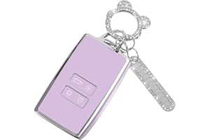 SDHIIOLP Étui Carte Compatible Dacia Clio Megane Espace 5 Kadjar Arkana Coque Clé Télécommande Coque de Protection pour clé de Voiture, Silicone TPU Étui pour Clés avec Porte-clés 4 Boutons Violet