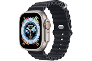HdanMole Silikon Ocean Armband Kompatibel mit Apple Watch Ultra 2 / Ultra 49mm 45mm 44mm 42mm 41mm 40mm 38mm, Soft Sport Armband für iwatch Serie Ultra 9 8 7 6 5 4 3 2 1 SE, 49/45/44mm Mitternacht
