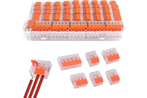 JurciCat 90 Piezas Clemas Electricas Conectores De Cable 4mm² Terminales Conductores De Material Pc Ignífugo Para 2-3-5 Conductores Cable Eléctrico Fijo Terminales De Cable